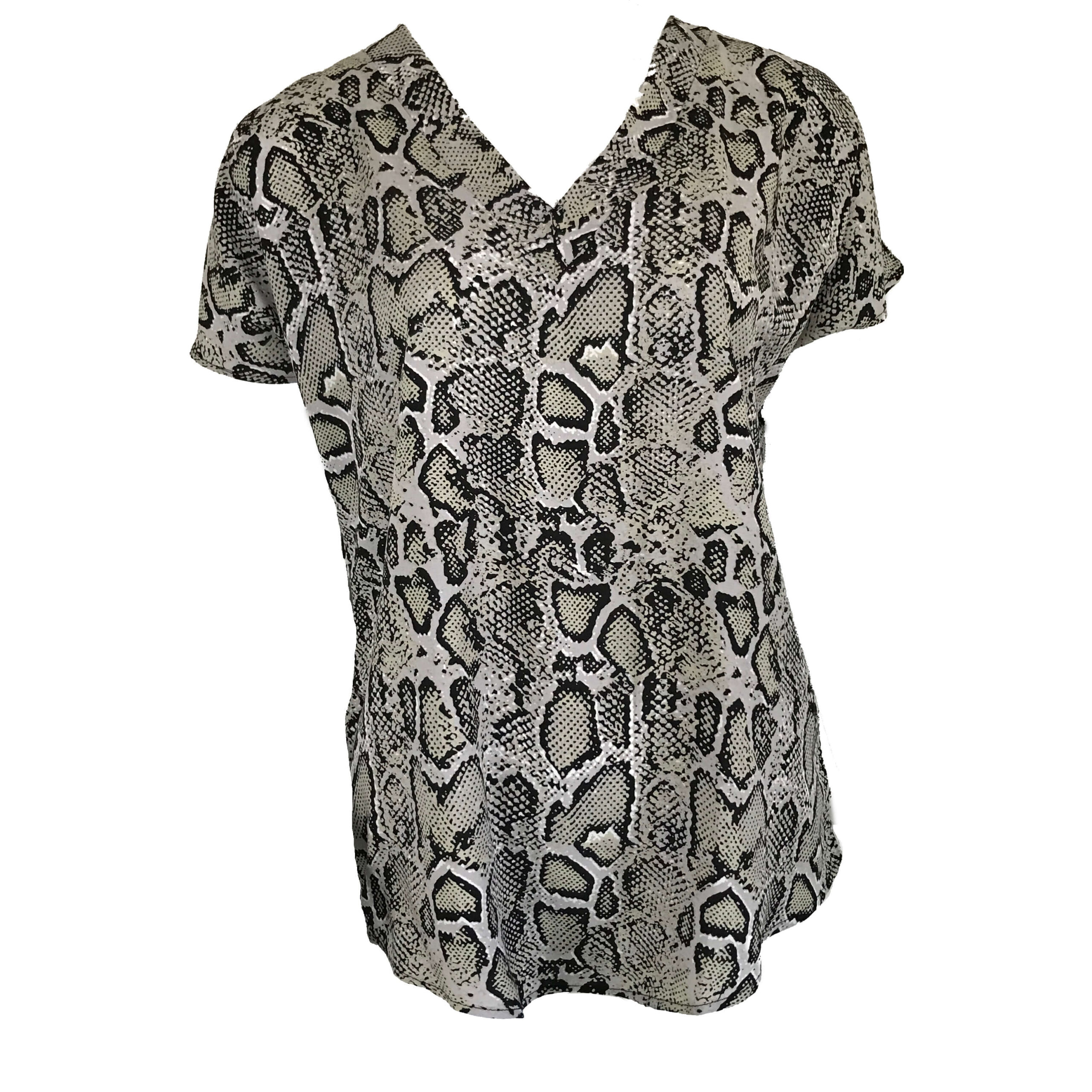 V-Neck Woven Blouse - Snake - Kate Jordan