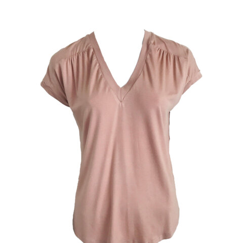Yoke Gather Tee - Pink
