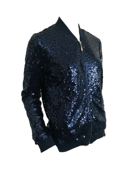 Sequins Bomber - Navy - Image 2