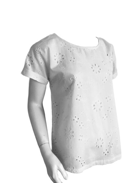 Turn Up Cuff Blouse - White Anglaise - Image 2