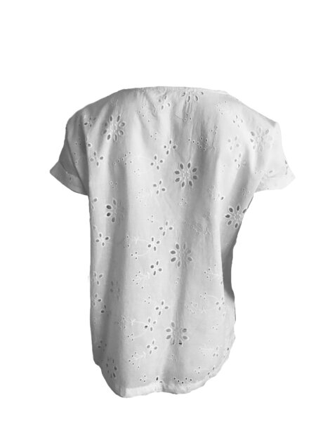Turn Up Cuff Blouse - White Anglaise - Image 3