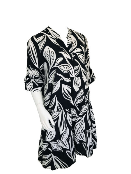 Greek Dress - Black White Leaf - Image 2