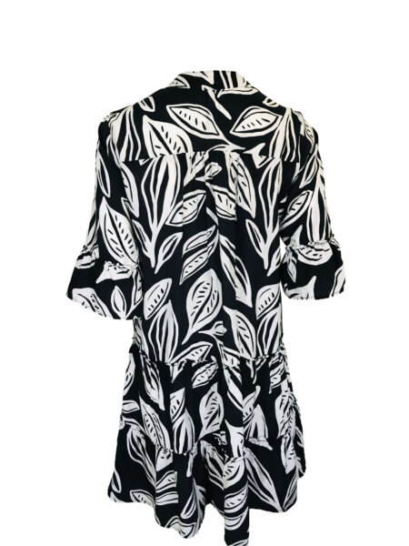 Greek Dress - Black White Leaf - Image 3