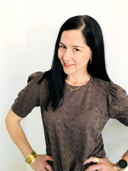 Pleat Sleeve Tee - Ash Brown Embroidery - Image 3