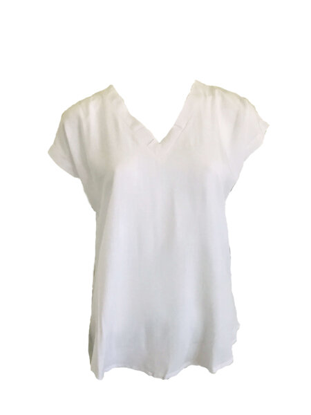 V Neck Woven Blouse - White