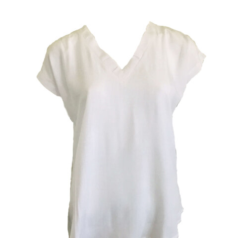 V Neck Woven Blouse - White