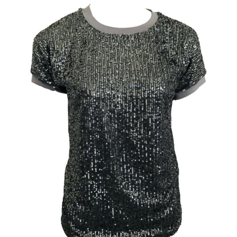 Sequins Front Top - Gun Metal