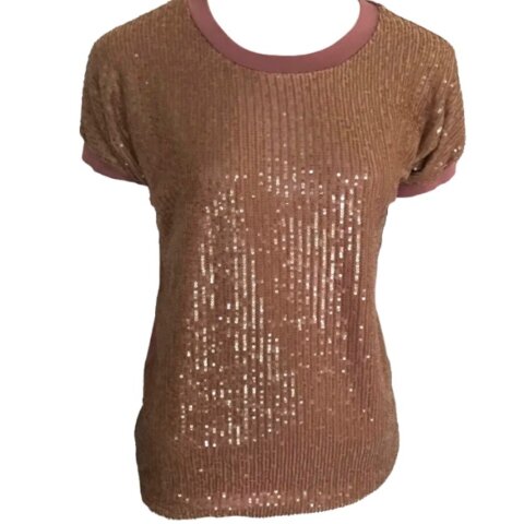 Sequins Front Top - Cognac
