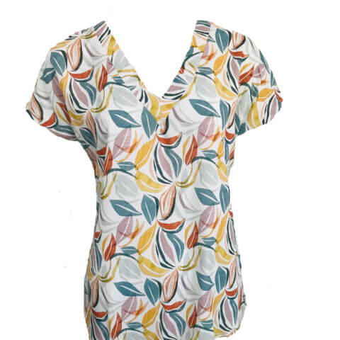 V Neck Woven Blouse - Pastel Slpurge