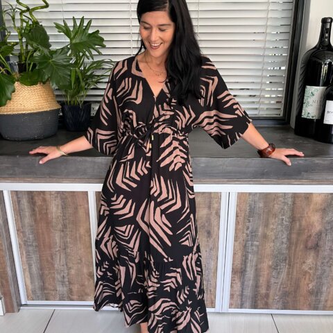 Italian Dress - Black Taupe